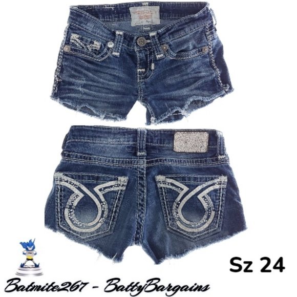 Big Star Liv Distressed Raw Hem Denim Shorts - Picture 1 of 11